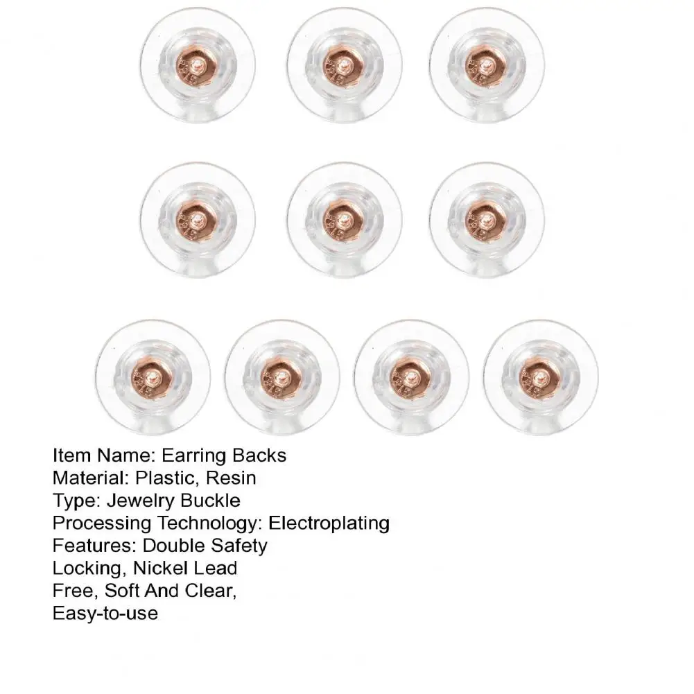 10 szt. Silikonowe zatyczki do kolczyków Hipoalergiczne przezroczyste zamienniki kolczyków Nikielowe blokowanie bezpieczeństwa do szpilek / ciężkich kolczyków Dopy