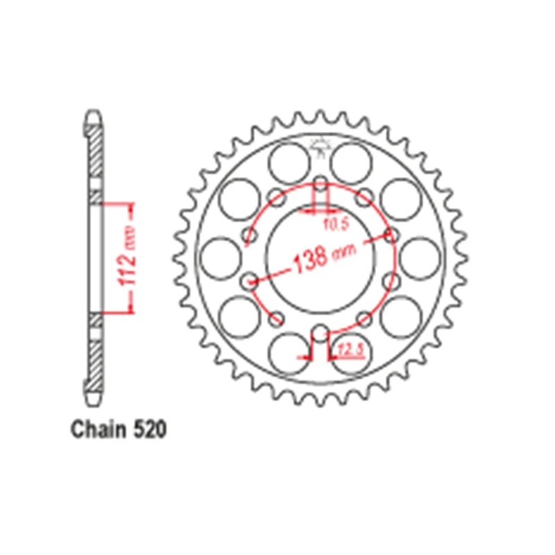 OZOEMPT 520-44T Motorcycle Rear Sprocket Apply to CBR600 FX,FY   99-00