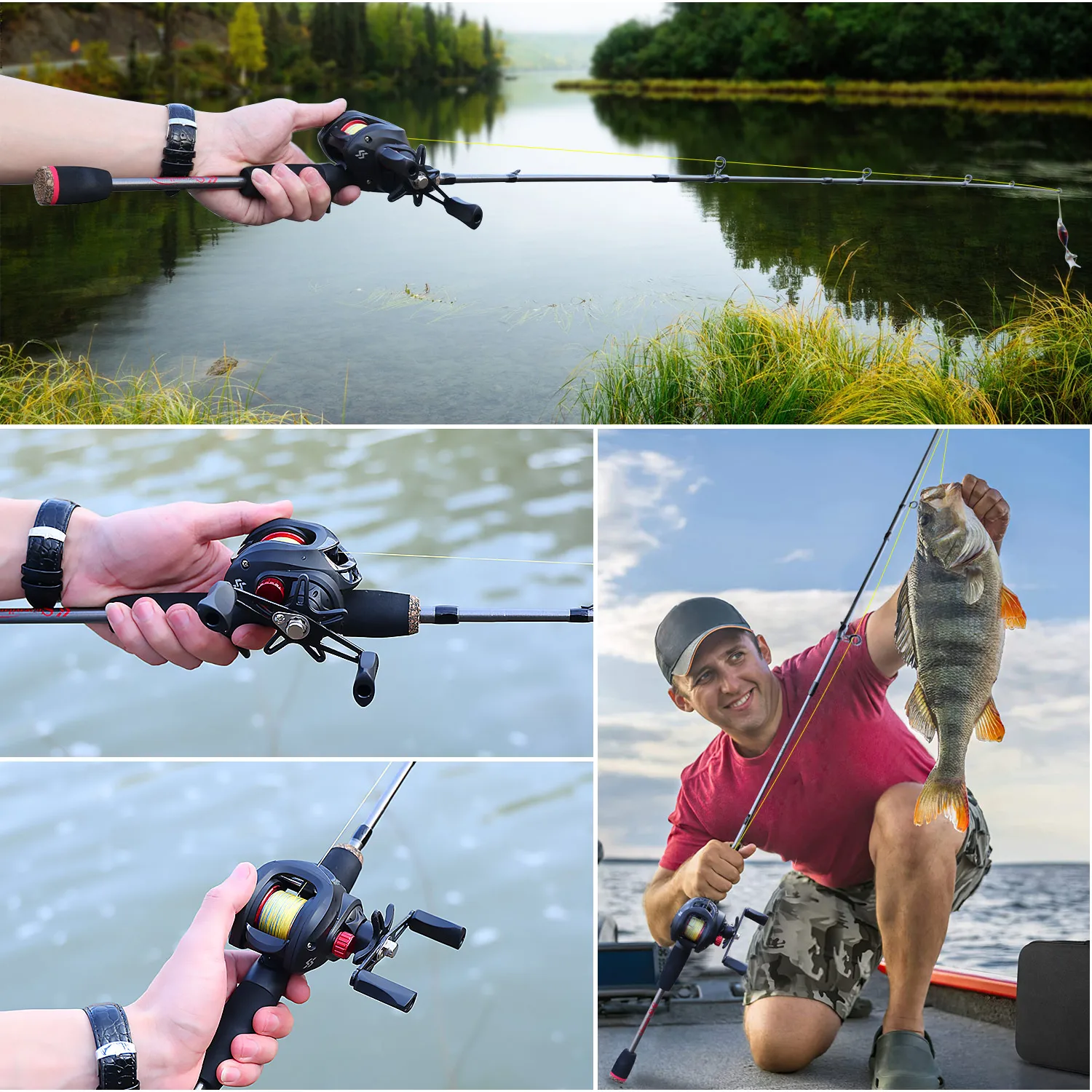 Sougayilang Caña Baitcasting 5 secciones con Carrete Aluminio - imagen 5