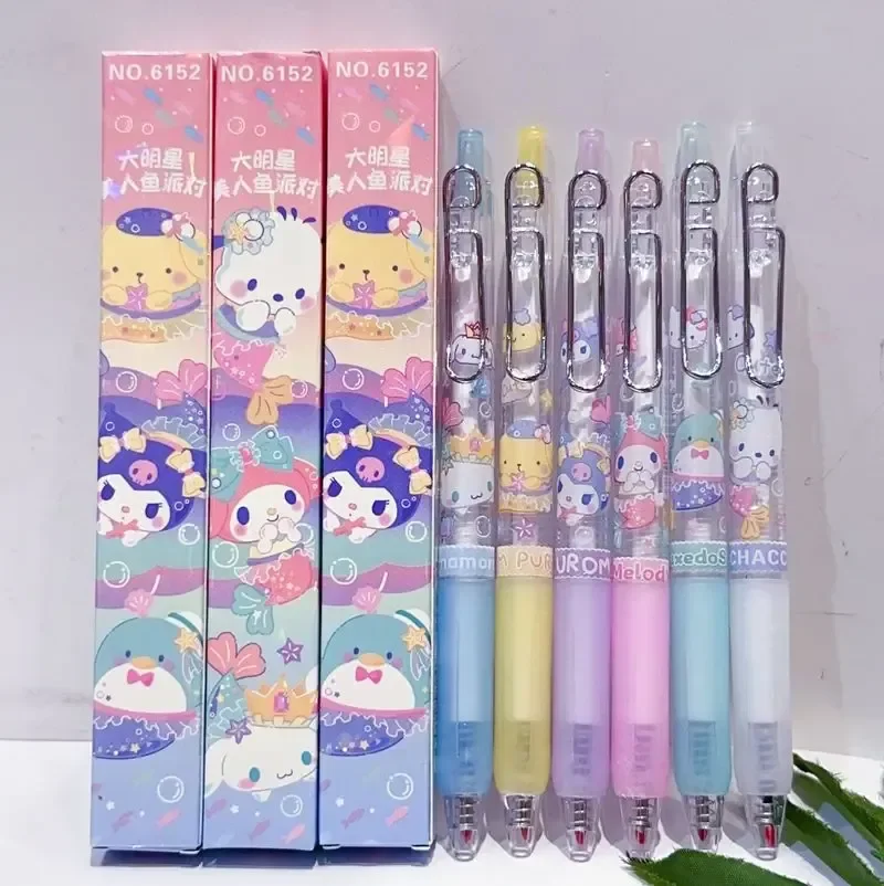 Imagem -04 - Sanrio Cartoon Gel Pen Olá Kitty Kuromi Sereia Pressione Uma Caneta de Assinatura Escola e Escritório Papelaria Presente Bonito Novo Atacado