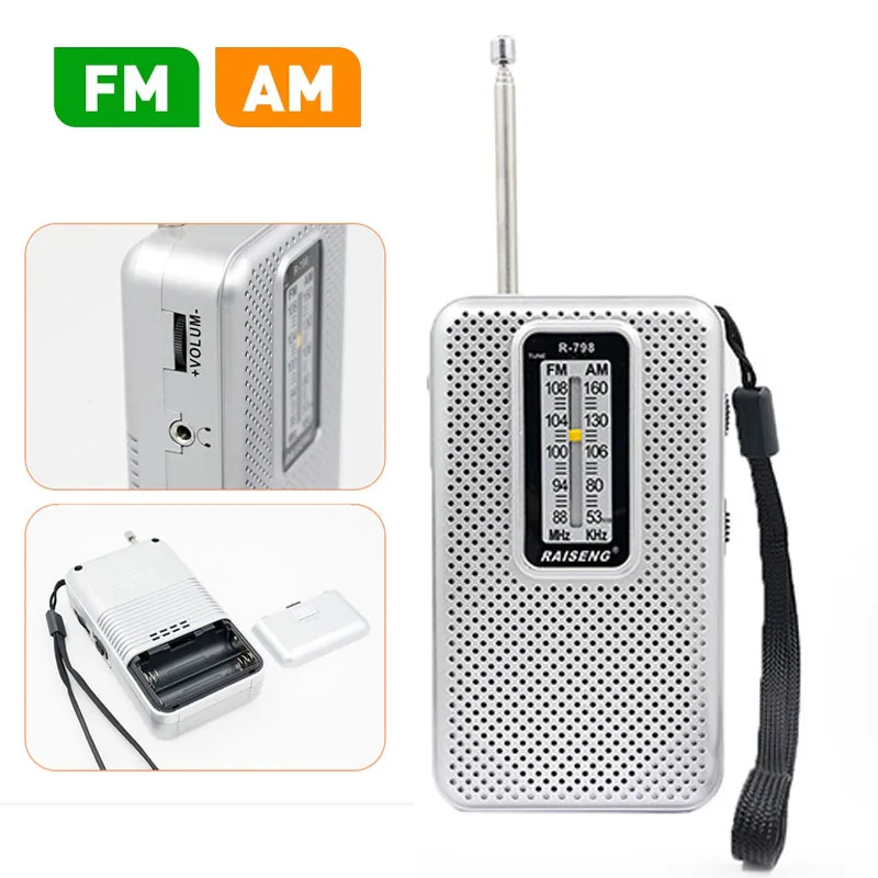 راديو جيب محمول صغير FM/AM ثنائي النطاق أجهزة الراديو العالمية مع 3.5 مللي متر سماعات جاك/هوائي عالي الحساسية/مكبر صوت #1
