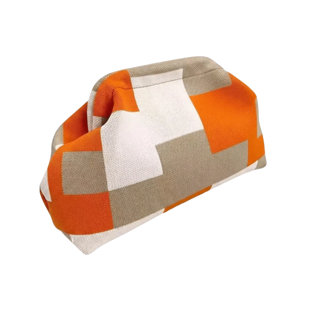 Elegant Polyester Knitting Bag Geometric Pattern Soft Fabric Cloud Clutch Bag Casual Cosmetic Pouch Daily Carry