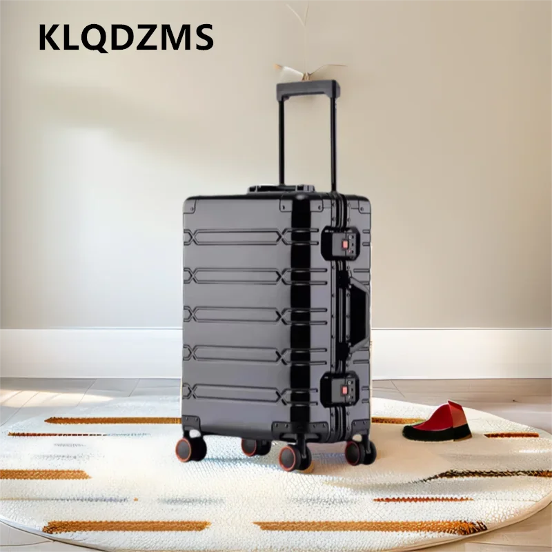 

KLQDZMS 20"24"29 Inch Cabin Luggage New Full Aluminum Magnesium Alloy Boarding Large-capacity Trolley Case Business Suitcase