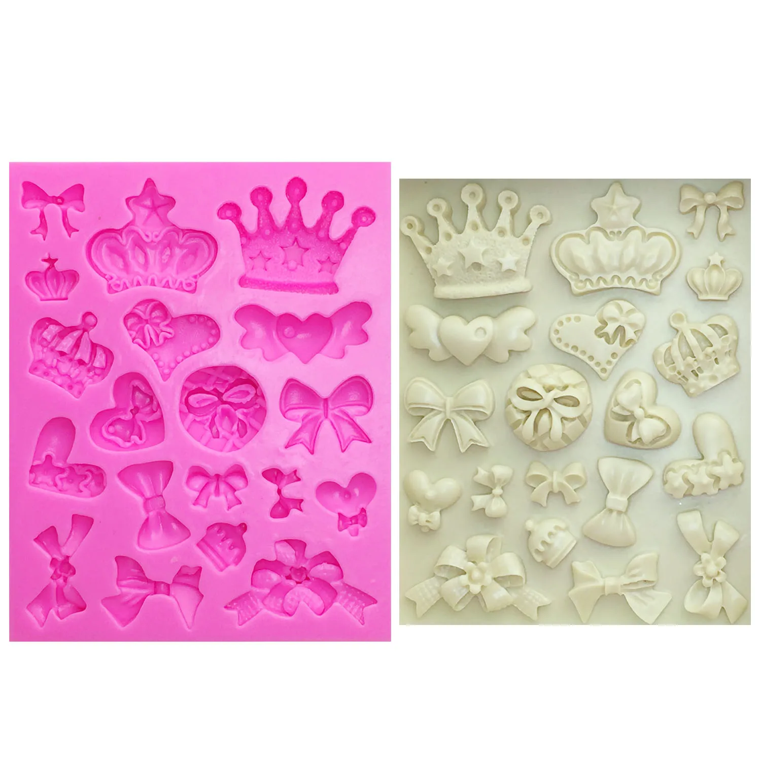 M0226 Cartoon Crown & Bow Tie Silicone Fondant Cake Mold Cupcake Jelly Candy Chocolate cake Decoration Baking Tool Moulds