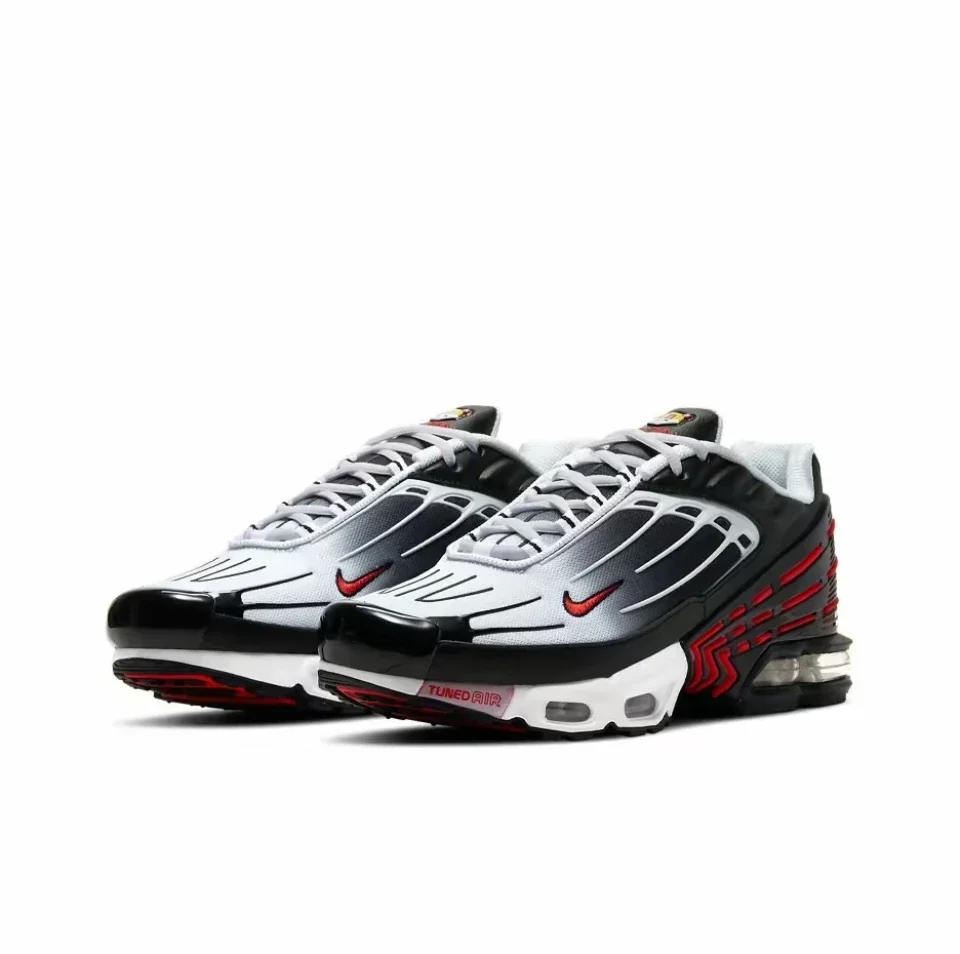 Nike Air Max Plus 3 Red Black DM2573-001 Shock-absorbing and Wear-resistant Air Cushion Training Running Shoes Large Size 46