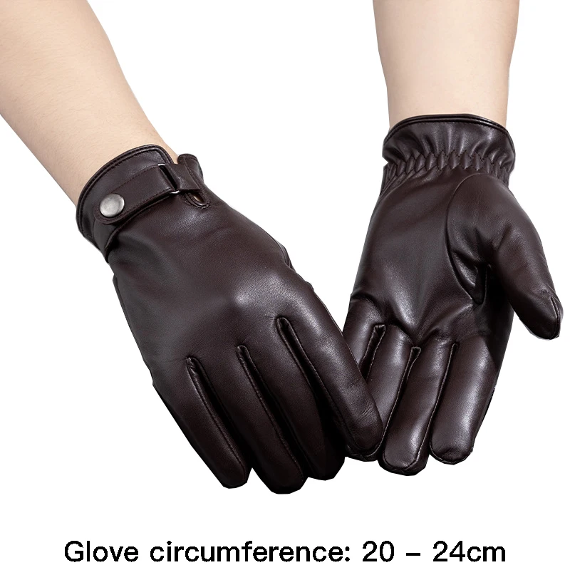 High quality winter genuine leather gloves for men fur lining hand warmer new 2024 cycling outdoor elegant gloves black brown