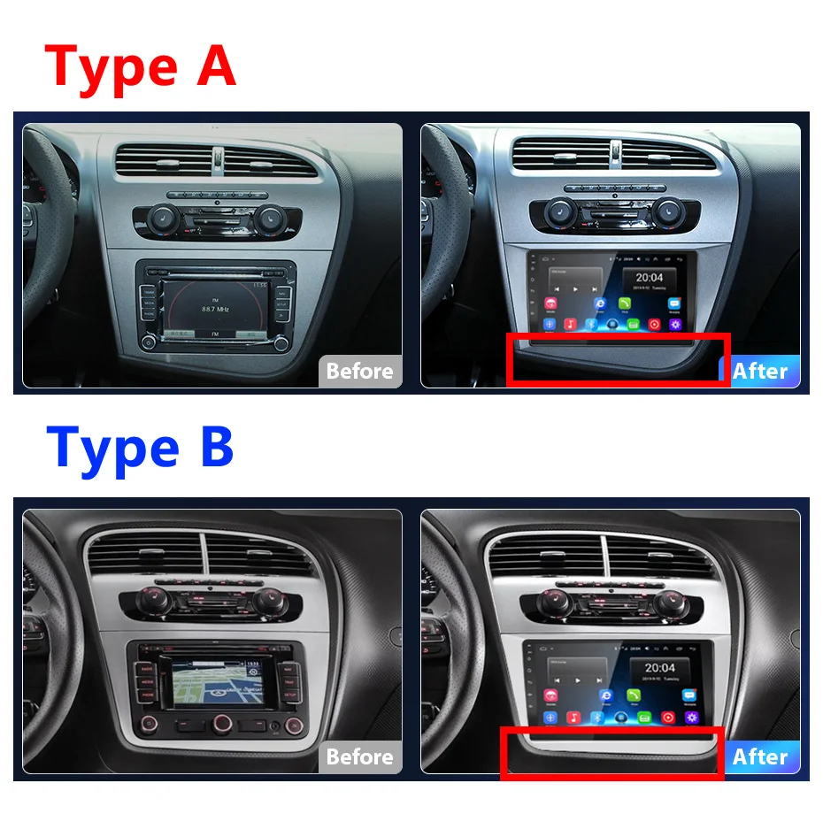 2DIN 4G+64G android auto car multimedia video player carplay GPS navigation  for  Seat leon 2 MK 2 / Altea / Toledo 2004-2015