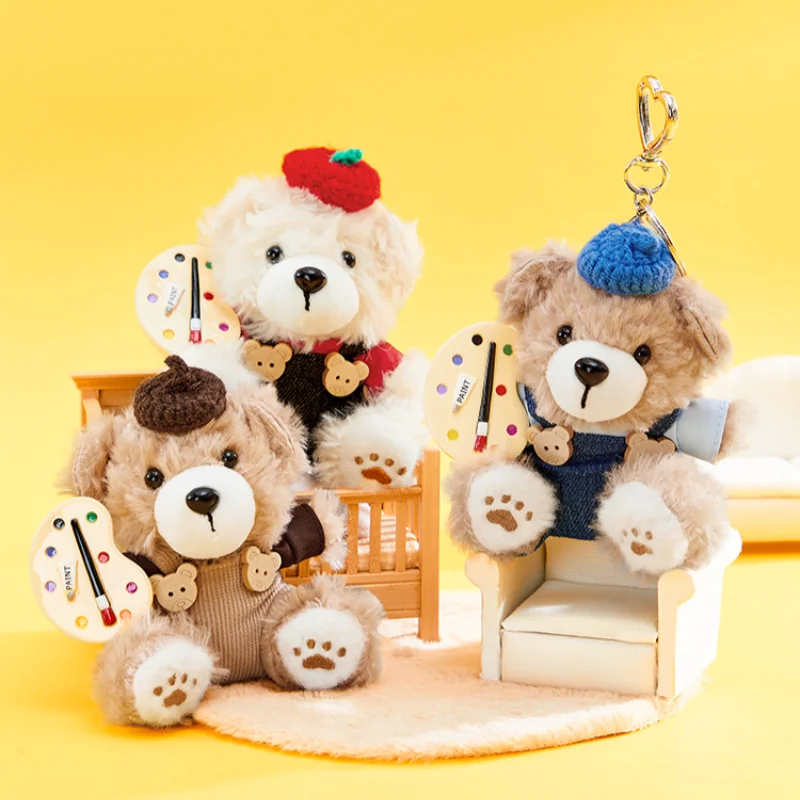 De groene feestschilder beer pluche hanger handgemaakt cadeau meisje schattige rugzak hangende decoratie meisje Halloween kerstcadeau