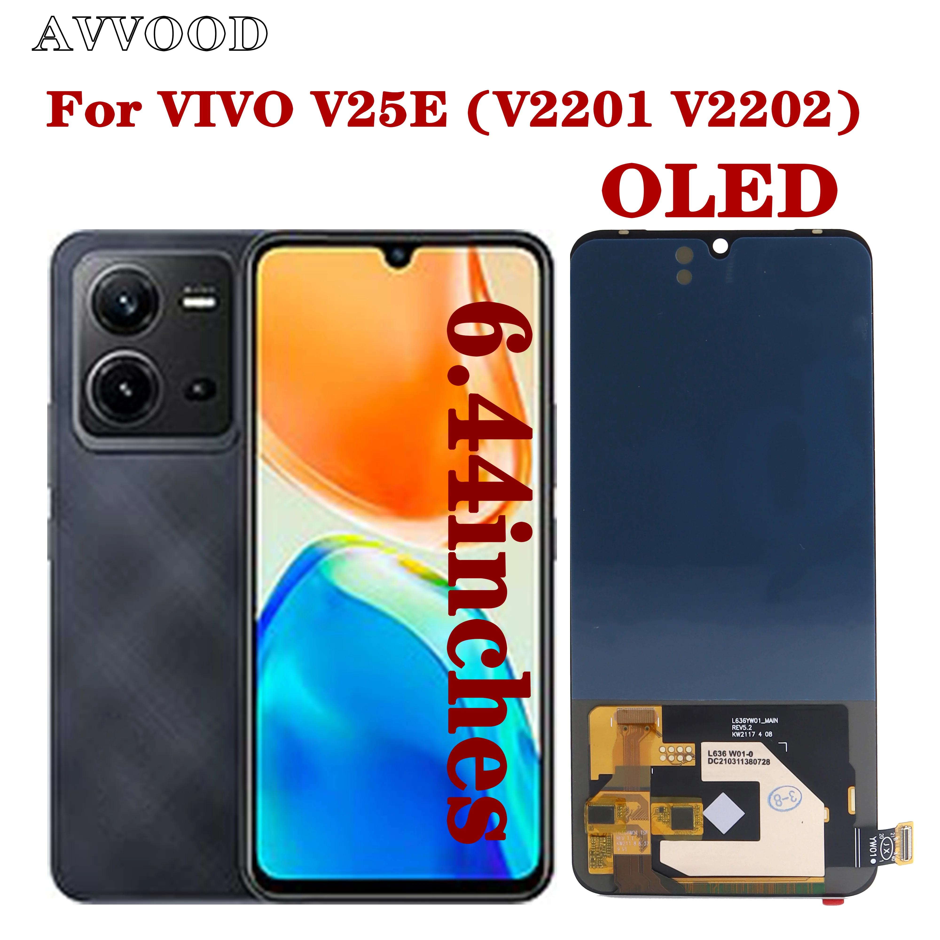 OLED for Vivo V25e V2237 V2242 LCD Display Touch Screen Digitizer Assembly Replacement for Vivo V25 V25e LCD V2201 V2202 Dieplay