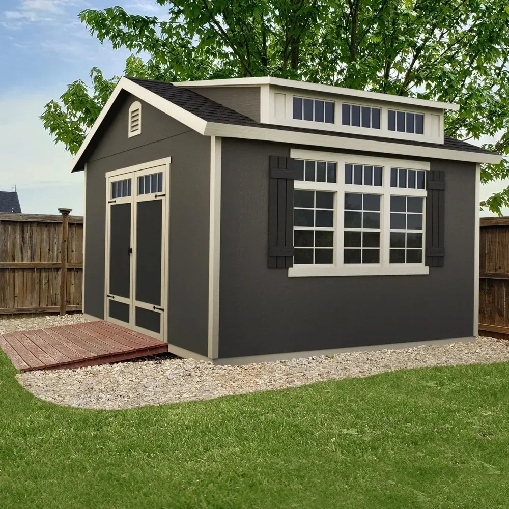 10x12 Do-it-Yourself Wooden Storage Shed with Floor, Beige