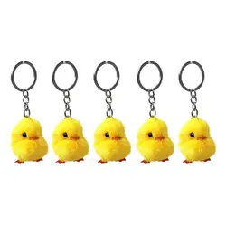 Q0KE 5x/Set Fashion Chick Keychains Car for Key Ring Decoration Furry Yellow Duck Keychain Easter Keyring Jewelry Gift for FR