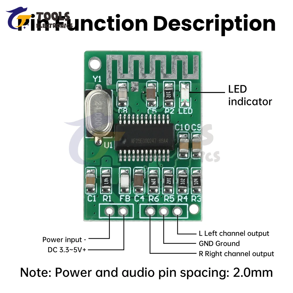 Mini Bluetooth 5.4 Audio Receiver Module 2.0 Dual Channel Stereo Decoding Board for Audio Systems
