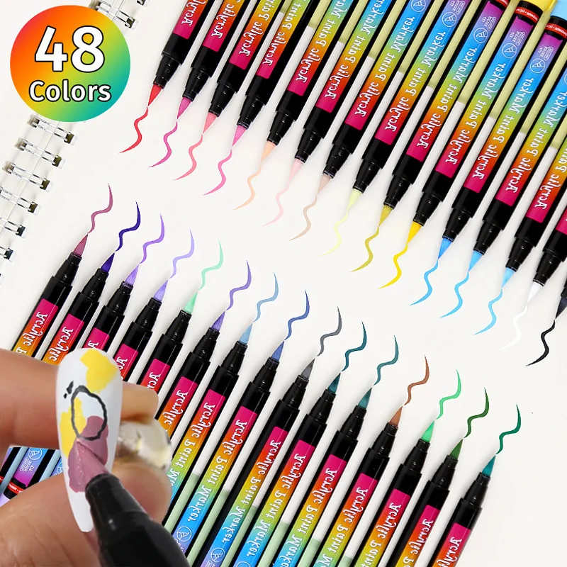 24-48pcs Nail Marker pintauñas boligra Nail Polish PenEco-friendly Waterproof Drawing Painting Liner DIY Nail Polish Accessories
