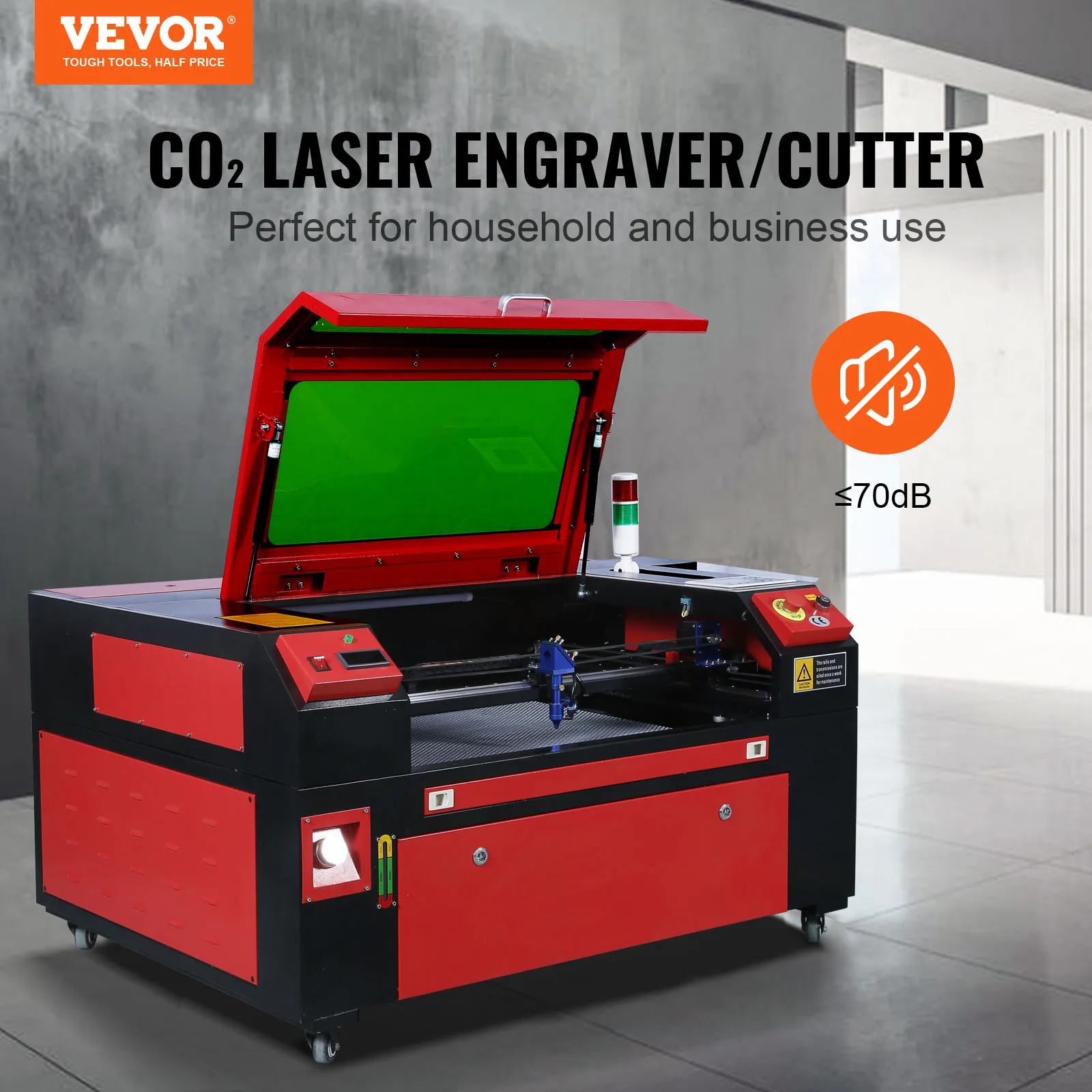 VEVOR 80W CO2 Laser Engraver, 500x700mm, 800 mm/s, Laser Cutter Machine with 2-Way Pass Air Assist, for Wood Acrylic Fabric More