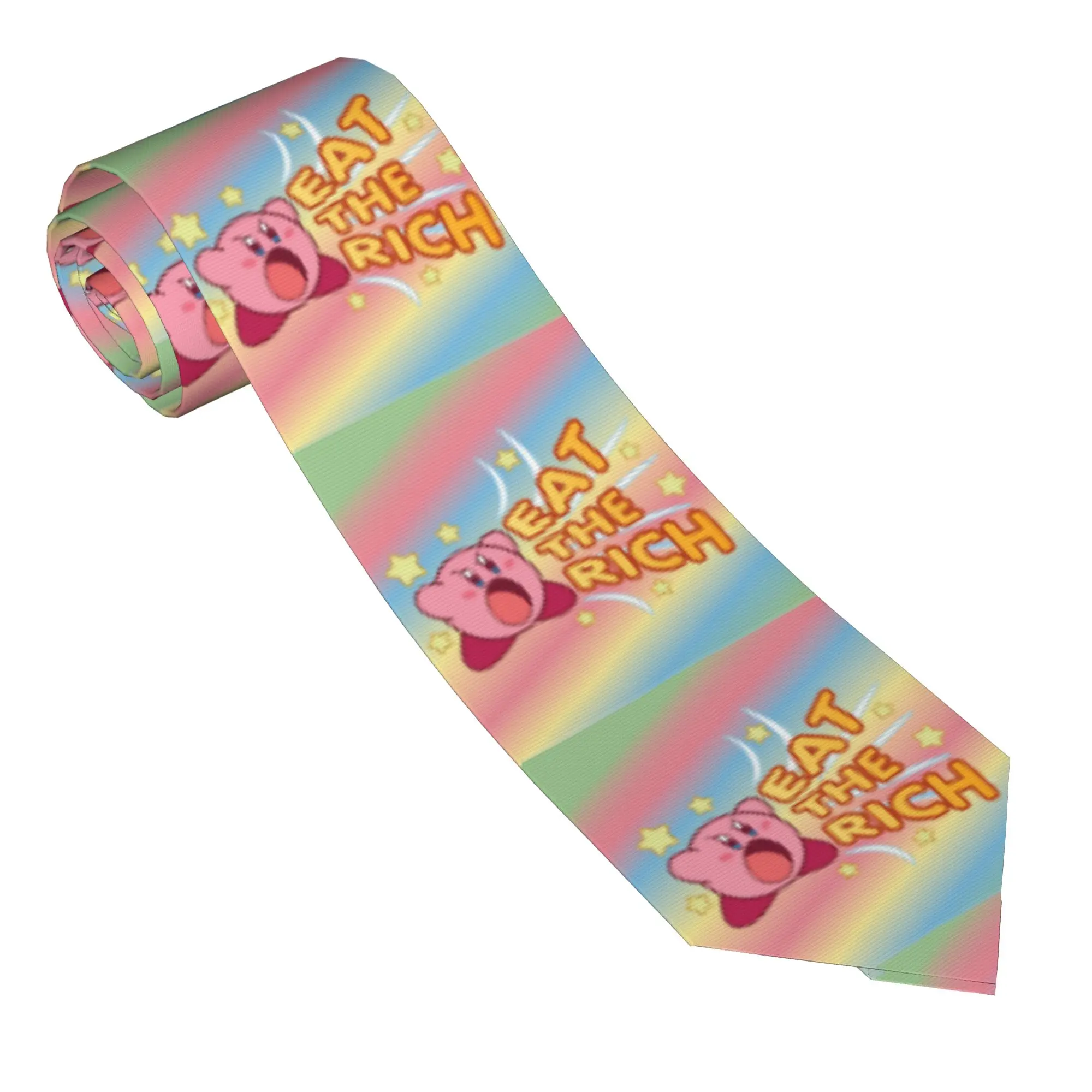 Kirby Eat The Rich Necktie Unisex Slim Polyester 8 cm Narrow Neck Ties  for Mens Accessories Cravat Wedding Accessories Office