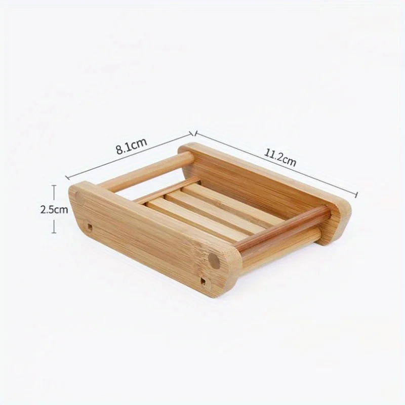 1Pc Bamboo Soap Box Oval Soap Holder Natural Wooden Soap Dish Anti Drain Tray Shower Bathroom Kitchen Bath Accessory view 3