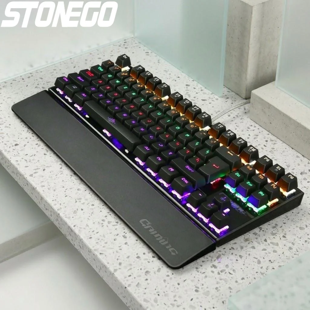 Colorful LED Backlit Gaming Mechanical Keyboard USB Wired 26 Keys Anti-Ghosting Ergonomic Design for PC Gamers