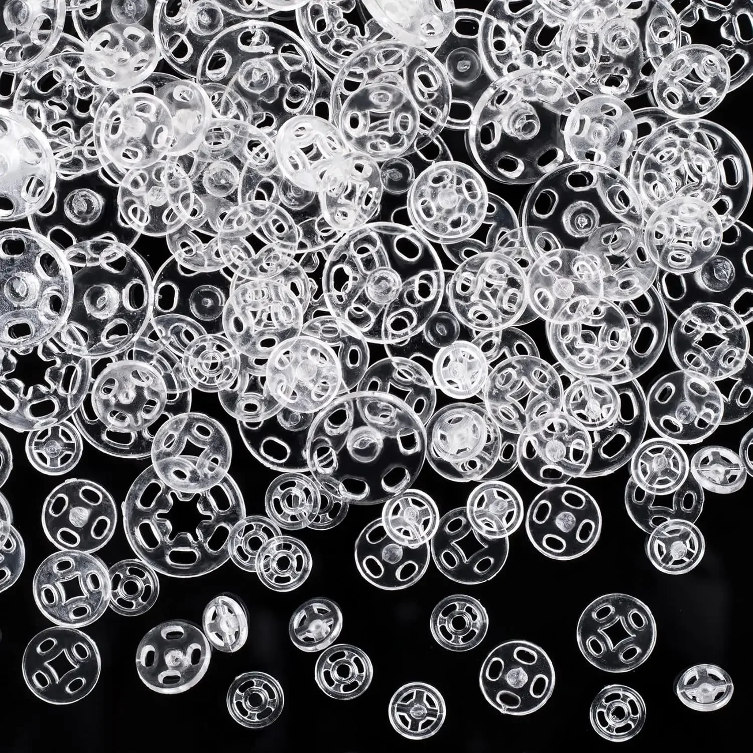 15Sets Plastic Sew-on Snap Buttons Invisible Snap Fasteners Buttons Round Clear Press Button for Sewing Clothing DIY Craft