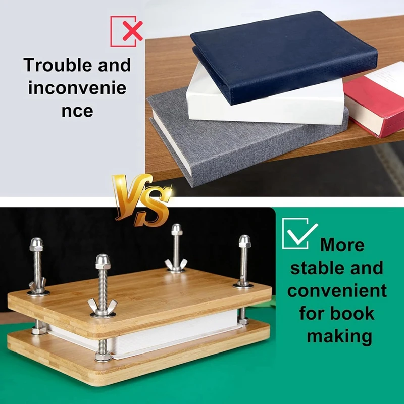 Book Bookbinding, Wooden Bamboo Book , Portable Kits for Bookbinding Supplies-ABFB