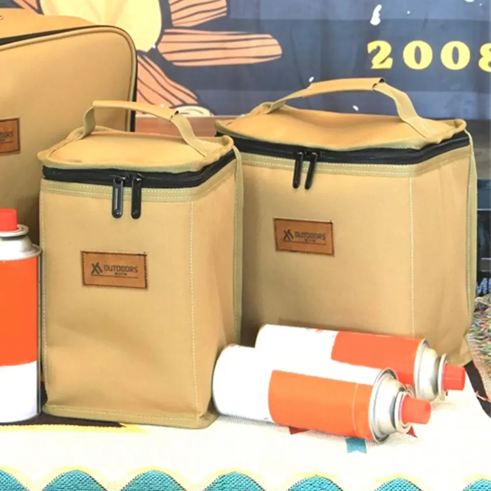 حقيبة تخزين للتخييم في الهواء الطلق ، طبقات مزدوجة ، فرن كاسيت متعدد الأغراض ، منظم أسطوانات الغاز ، تخزين مخيم التخييم