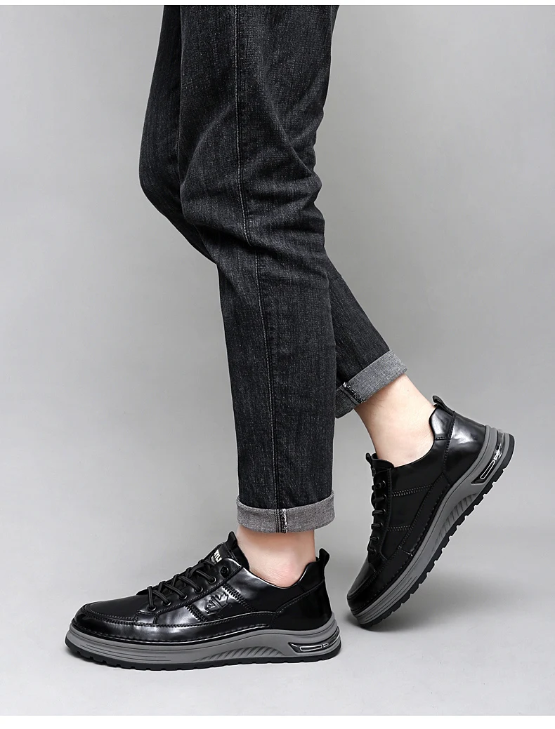 Luxuriöse Echtleder-Herrenschuhe für Business und Freizeit, Hochwertige Modische Schnürschuhe für Büro und Outdoor-Aktivitäten, Herren-Sneaker – Detail 11
