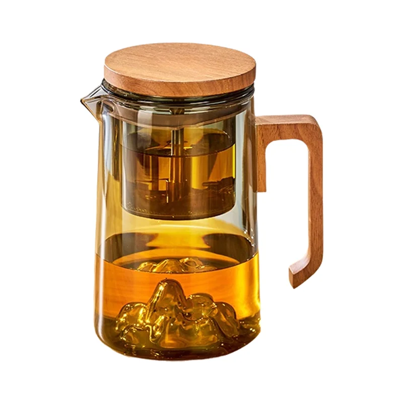 CHCH Coffee Pot With Filter Glass High Temperature Resistance Filtration Separation Teapot One Click Filtering Glass Pot