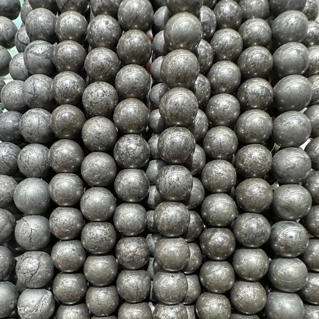4/6/8/10mm Pyrite Round Beads String, Round Semi Precious Stone Smooth Pyrite Round beads, for making DIY jewelry