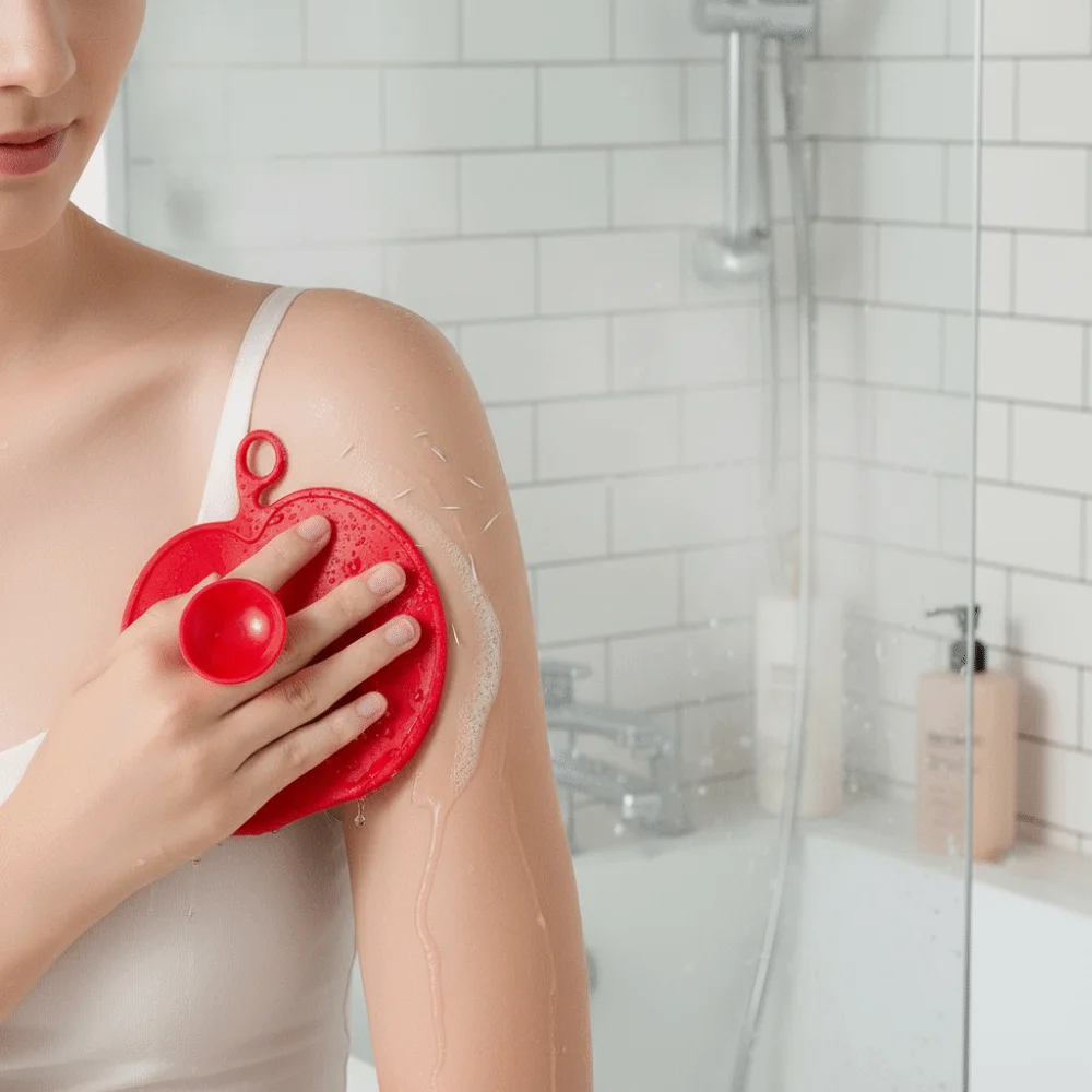 

2PCS/SET Painless Scrubbing Bath Towel Cartoon Silicone Back Rubbing Tool with Suction Cup Exfoliating Bath Brush Dormitory