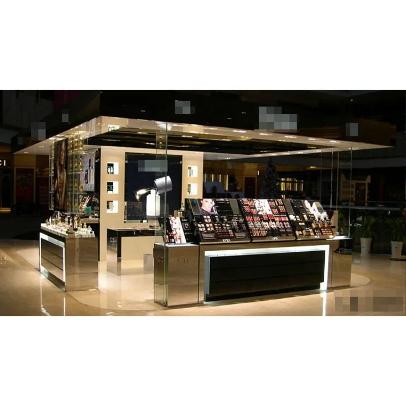 

Custom. beauty shop interior furniture gondola decoration makeup products Display kiosk Tower stand in shopping center