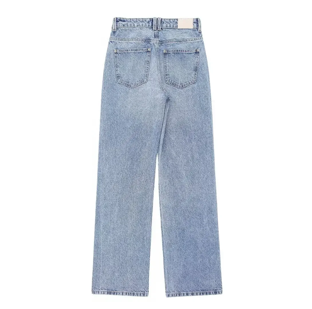 Vrouwen 2024 Nieuwe Chique Mode Hoge Taille Rechte Jeans Vintage Rits Dames Denim Broek Mujer