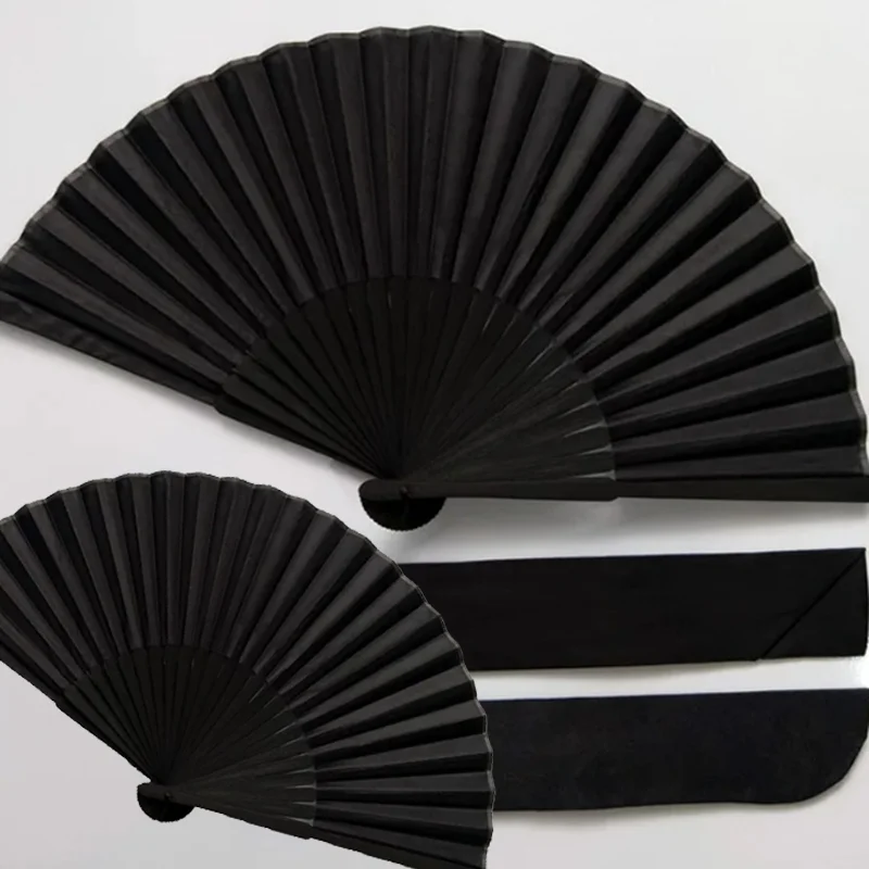 2 éventails pliants noirs vintage de style chinois, pour la danse, les mariages, les fêtes, cadeau portable