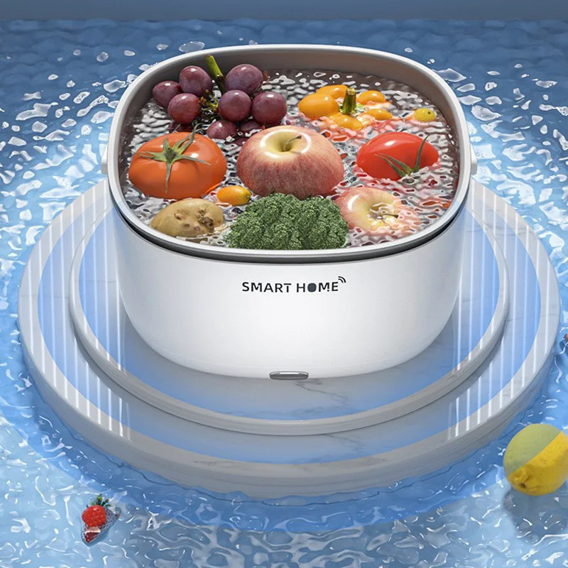 Electric Fruit Vegetable Basket Separate Double-Layer Sonic Vibration Pesticide Residues Wash Kitchen Cleaning Machine