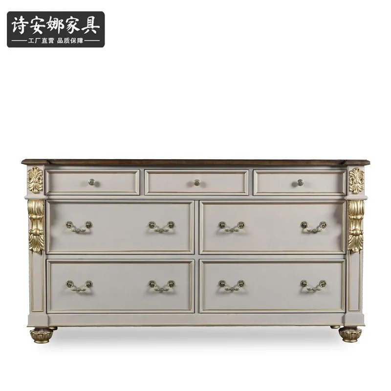Long wardrobe solid wood seven chest cabinet dining side cabinet European chest cabinet