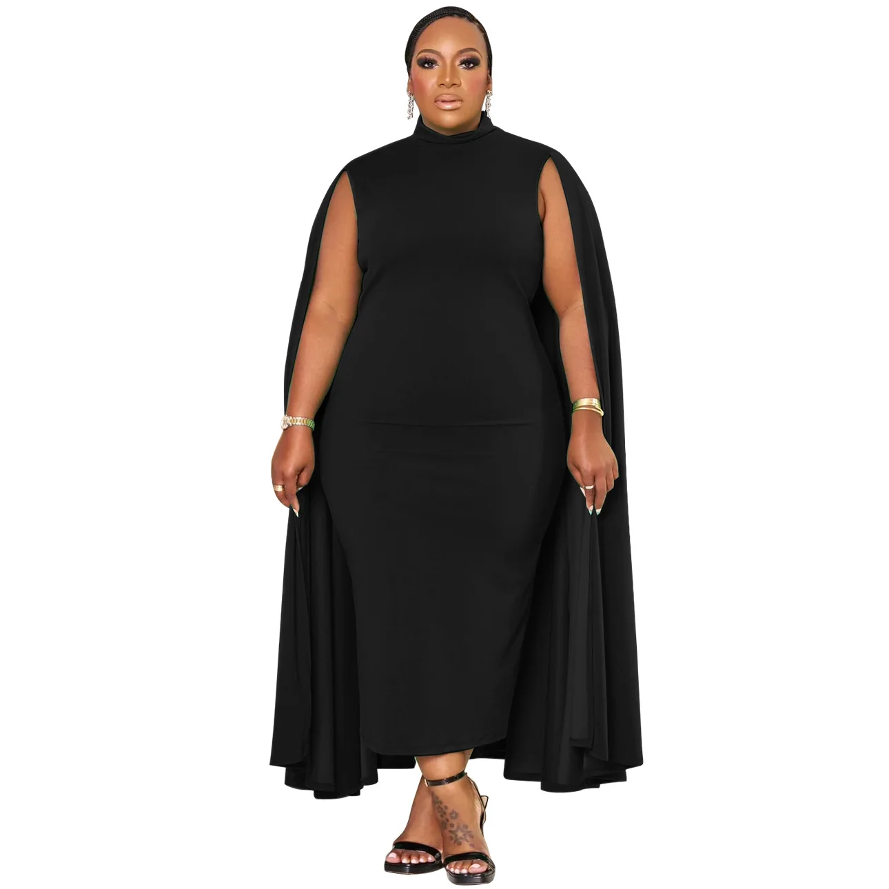 Plus size elegante sólido vestido feminino primavera manga longa manto bodycon vestidos de festa oversized estilo africano senhora do escritório vestidos