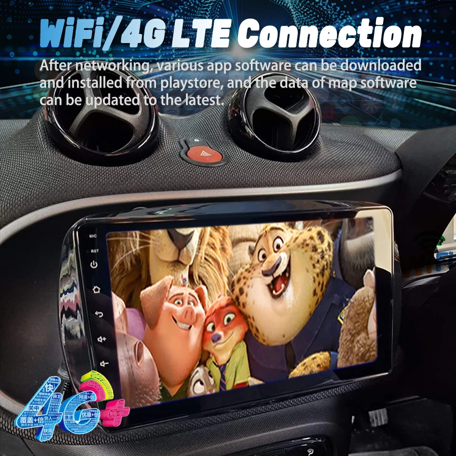 Leitor de vídeo multimídia automotivo, rádio estéreo, navegação GPS, Android 13, CarPlay para Mercedes Benz Smart 453, Fortwo, 2014-2020