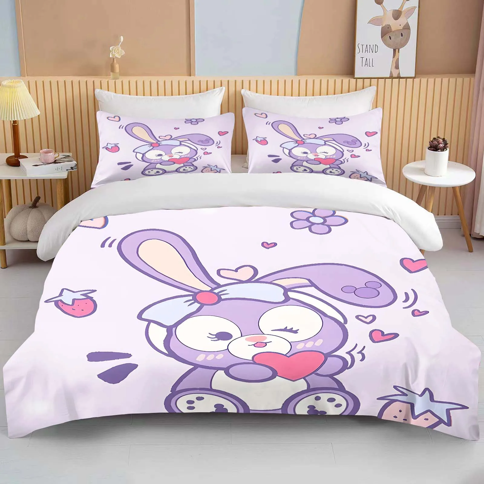 10 Size Disney Duffy and Friends Printed Bedding Set Cartoon Microfiber Bed Set Pillowcase Adult Bed Cover Bedroom Bed Set Duvet