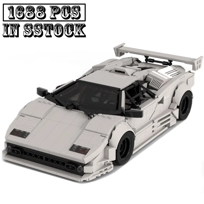 New Technical Series MOC-187814 Countach Liberty Walk Style Hypercar Super Racing Car Model Building Blocks Toys Birthday Gifts