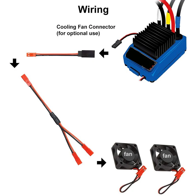 JST Plug Distributor Set pour Traxxas TRX-4 RC Car Track Truck Ventilateur de refroidissement ESC Batterie Moteur 6 pièces