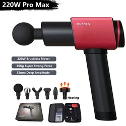 Pistolet de massage professionnel super injuste, masseur musculaire profond, matériau en alliage d'aluminium, moteur sans balais pour l'entraînement, la salle de sport à domicile, 220W