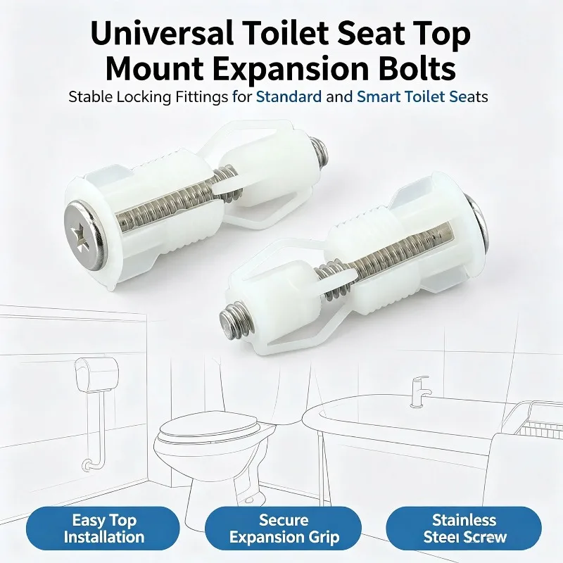 2-piece Toilet Seat Top Installation Fixing Screw Kit Blind Hole Fastener Replacement Hardware Bathroom Accessories