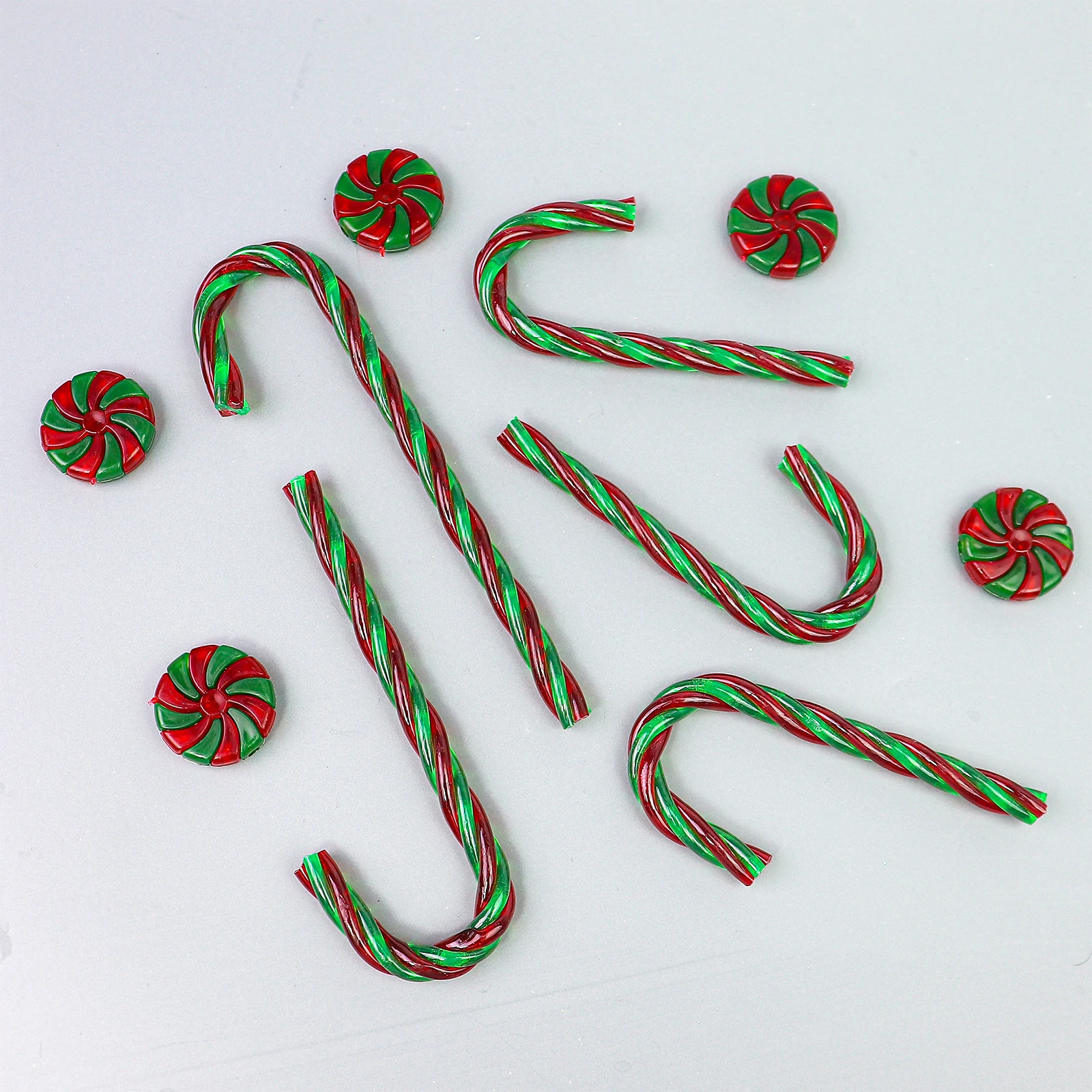 24/12pcs Candy Canes Christmas Acrylic Twisted Red Green Crutch Xmas Tree Drop Ornaments New Year Party Home Decor Kids Gift Toy