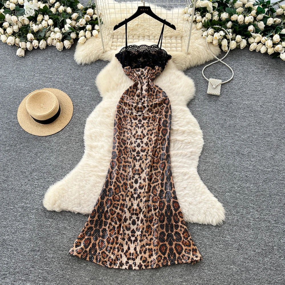 Seksowna, elegancka sukienka bez rękawów z cekinami, łączona, Vestidos, moda koreańska, fairycore, odzież damska w stylu vintage