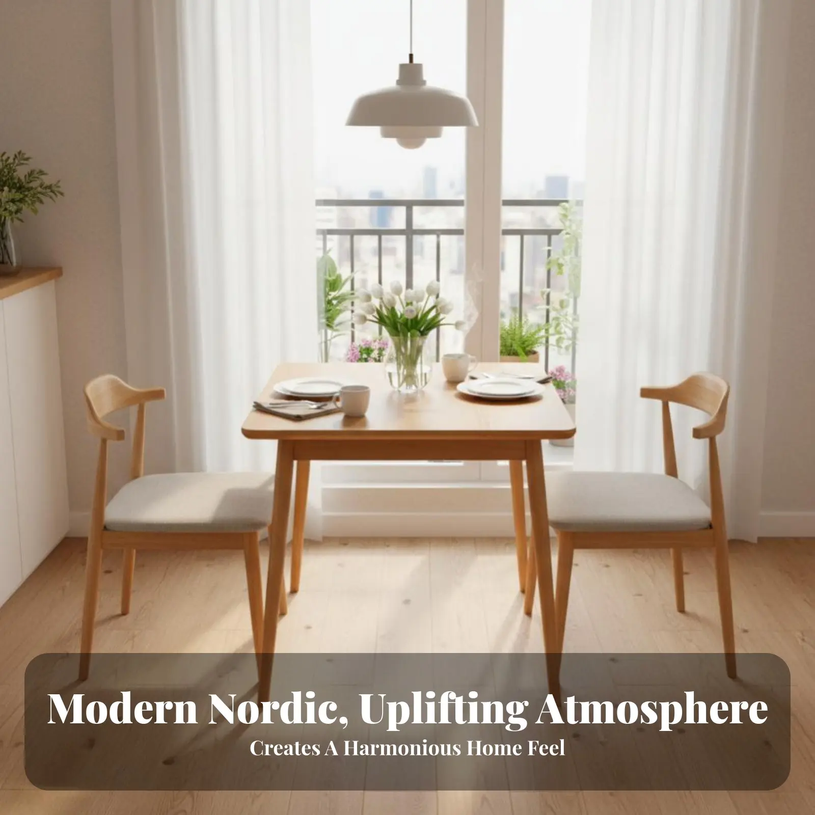 Square Dining Table with 4 Chairs Space-Saving Kitchen Furniture Minimalist Design Long-Lasting for Small Families