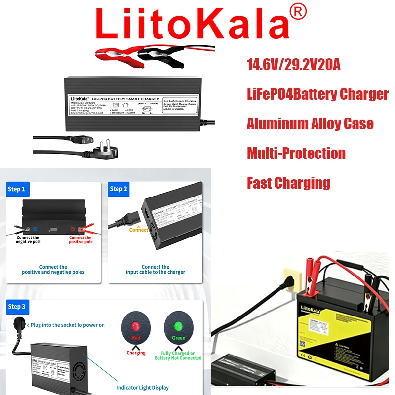 chargeur-liitokala-146-v-292-v-lifepo4-12-v-24-v-10-a-pour-batterie-lifepo3-4s-128-v-chargeur-anderson-50-a-292-v-5475-v-avec-ecran