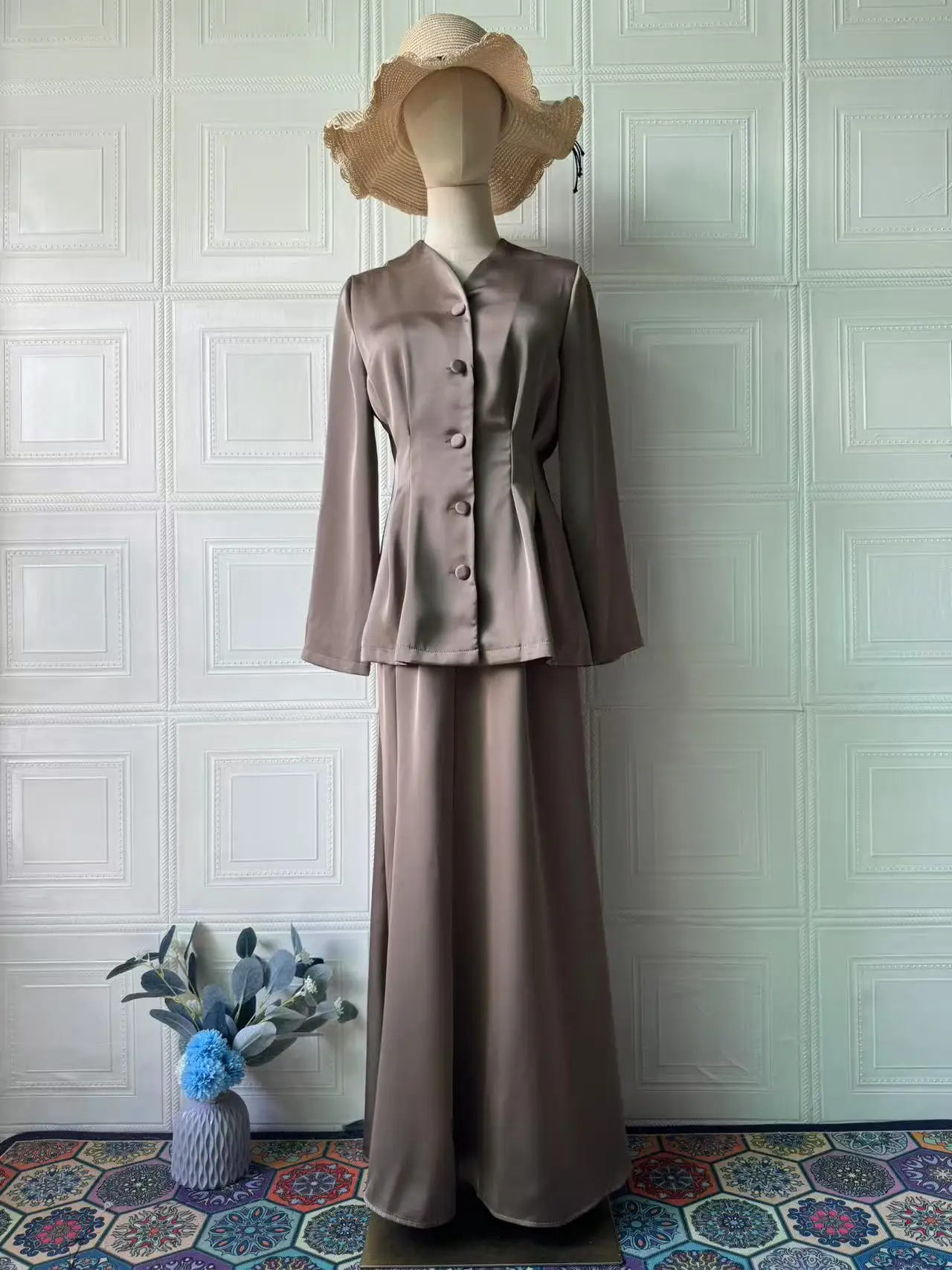 20525 vestidos femininos terno cor sólida manga longa elegante vestido de festa à noite conjunto cor sólida manga longa feminino topos