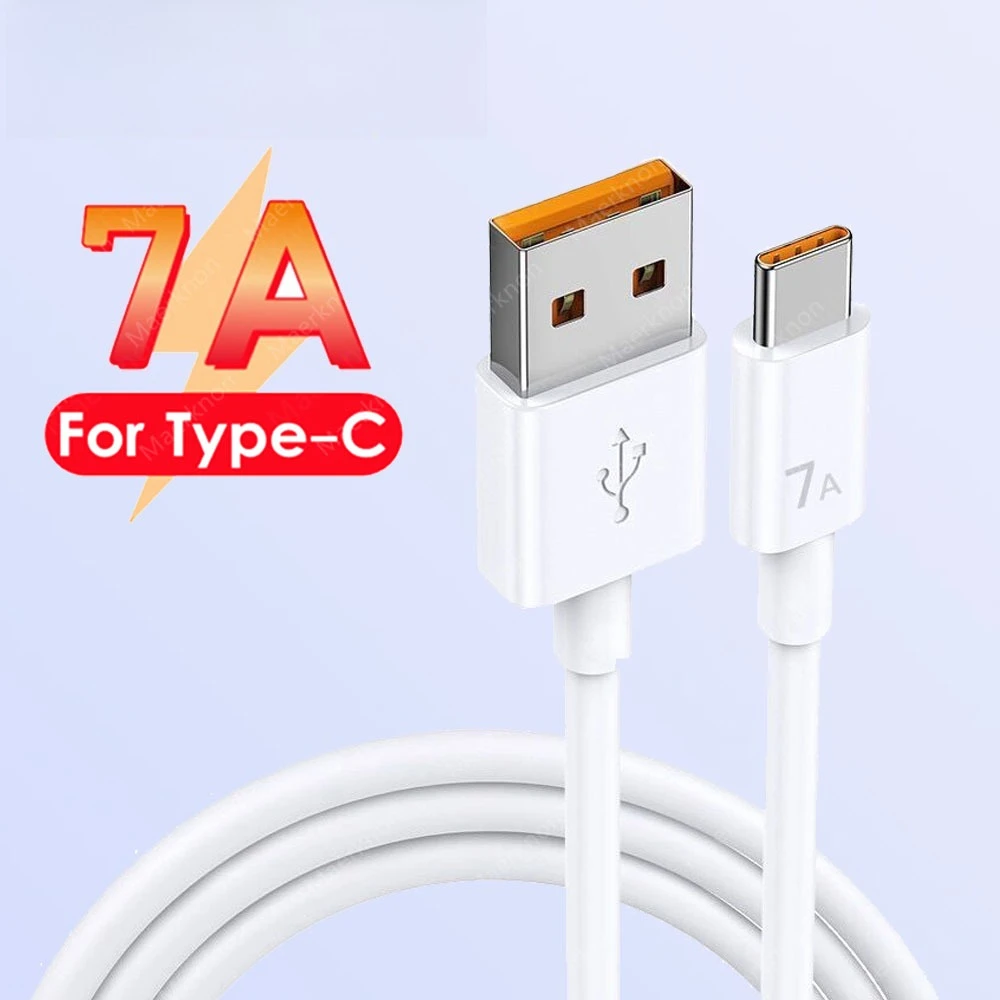 7A 100W USB Type C Cable Fast Charging Wire Super Charge Data Cord For Xiaomi Huawei Samsung Android Phone 0.25m/1m/1.5m/2m
