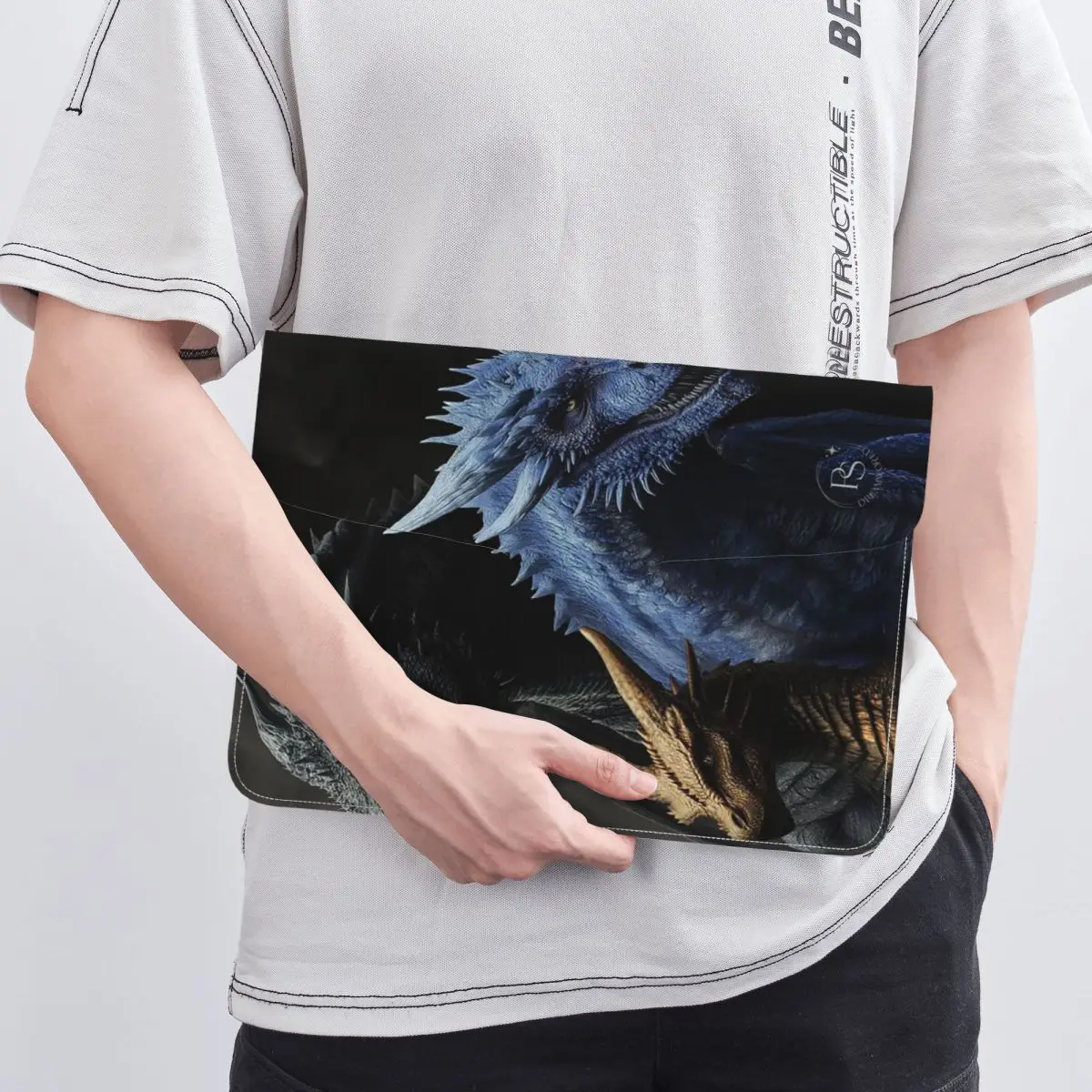 Fourth Wing Dragon PU Leather Horizontal Laptop Sleeve Shockproof Soft Lining Notebook Case 13 Inch