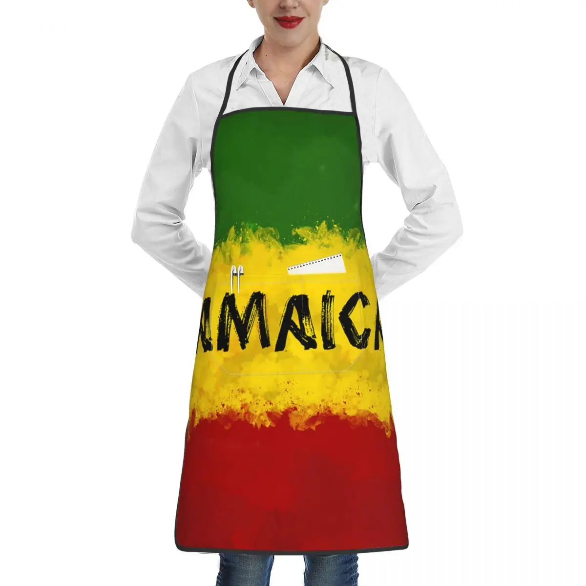 Kitchen Apron Jamaica Flag Chef Work Apron Restaurant Bar Shop Cafes Beauty Nails Studios Uniform