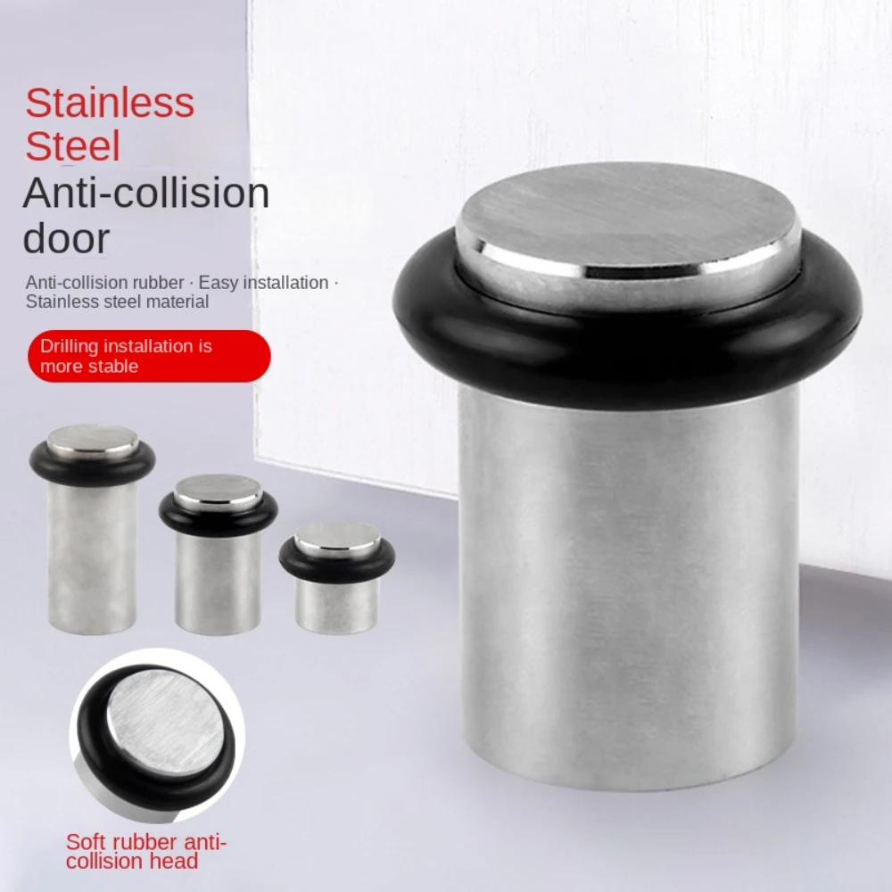 New Stainless Steel Door Stopper Punching/No Punching Nail-free Door Suction Hardware Anti-collision Doorstop Door