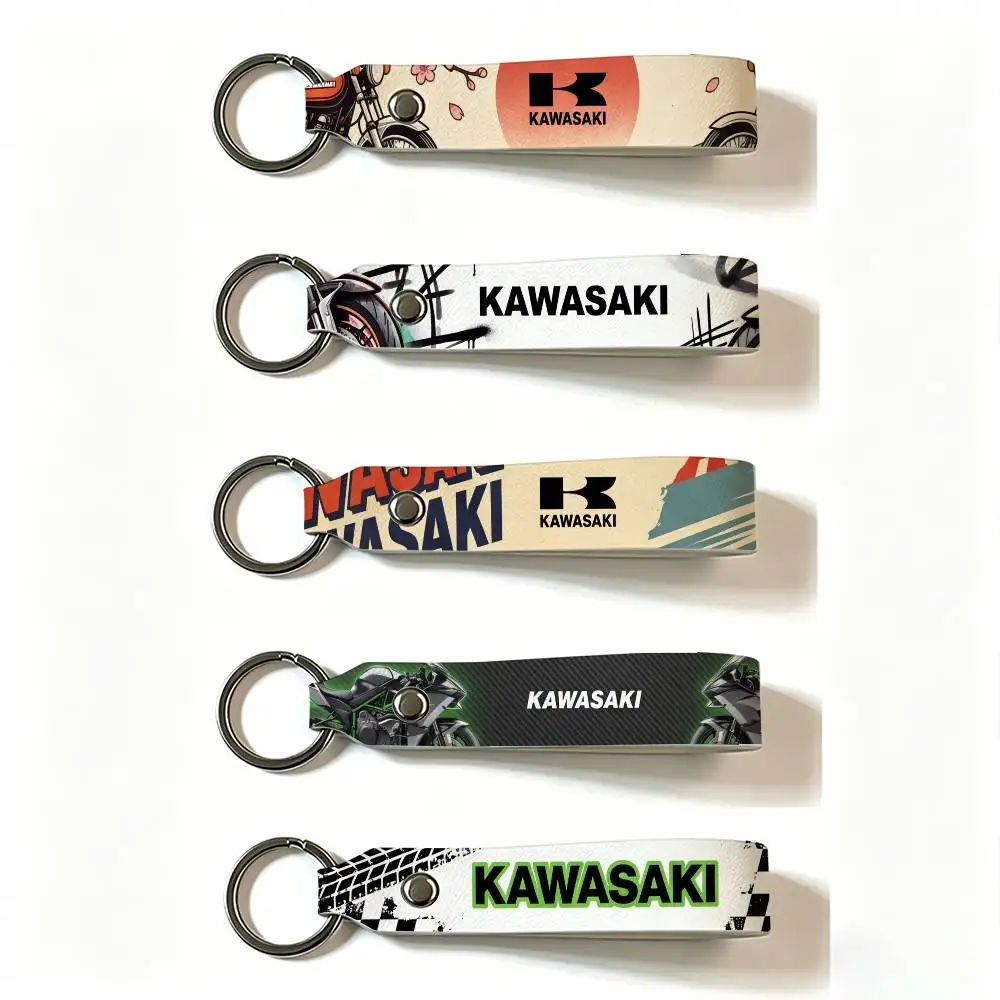 

FOR KAWASAKI MOTO PU Leather Keychain Minimalist Key Holder Durable Key Organizer Car Keys Bag Accessories Gift